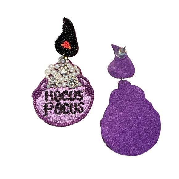 Halloween Beaded Hocus Pocus Earrings l Cauldron Earrings l Halloween Accessory - Picture 2 of 2